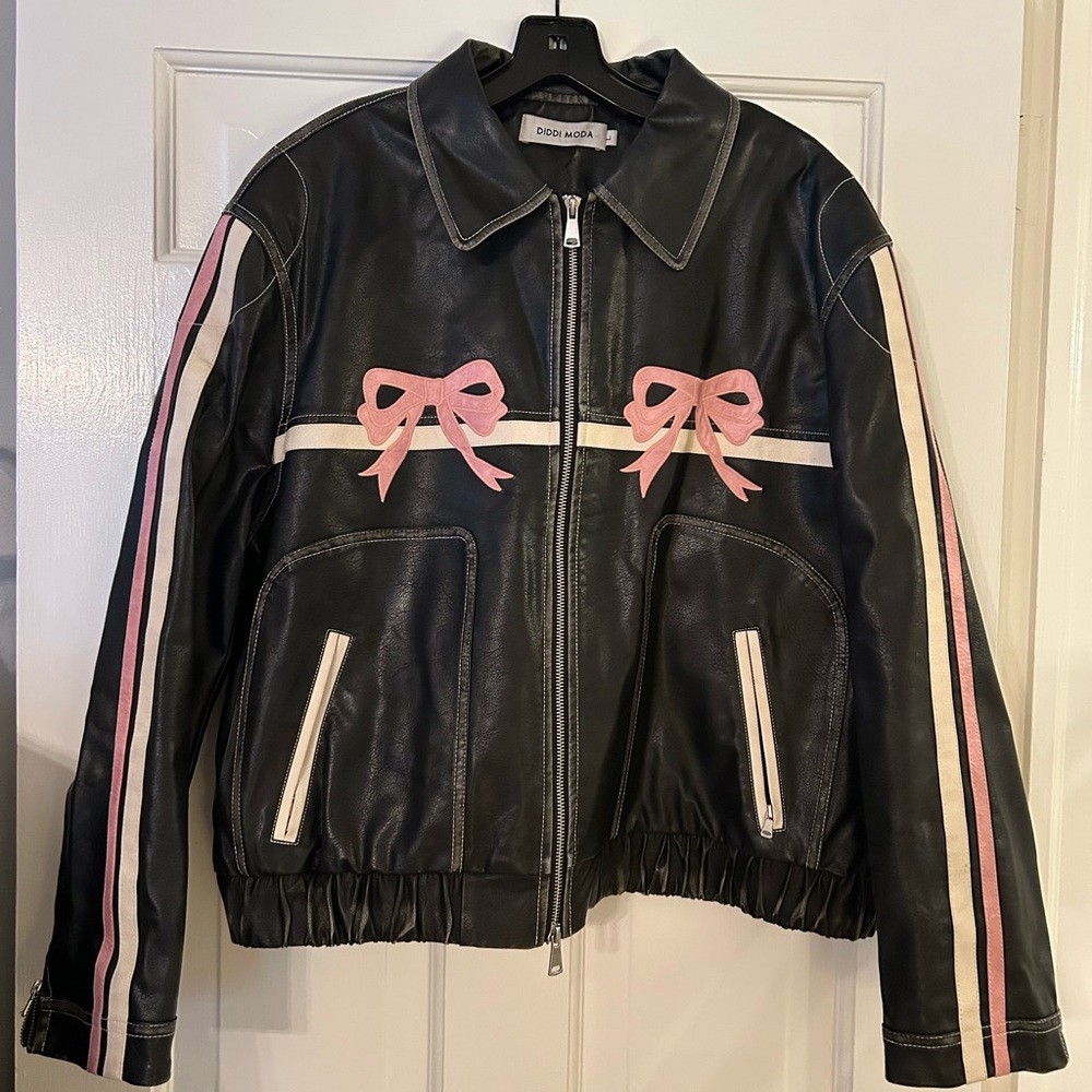 Pink Bow Leather Jacket